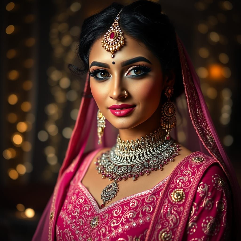 Cyberpink Indian Bride in Nouveau Style