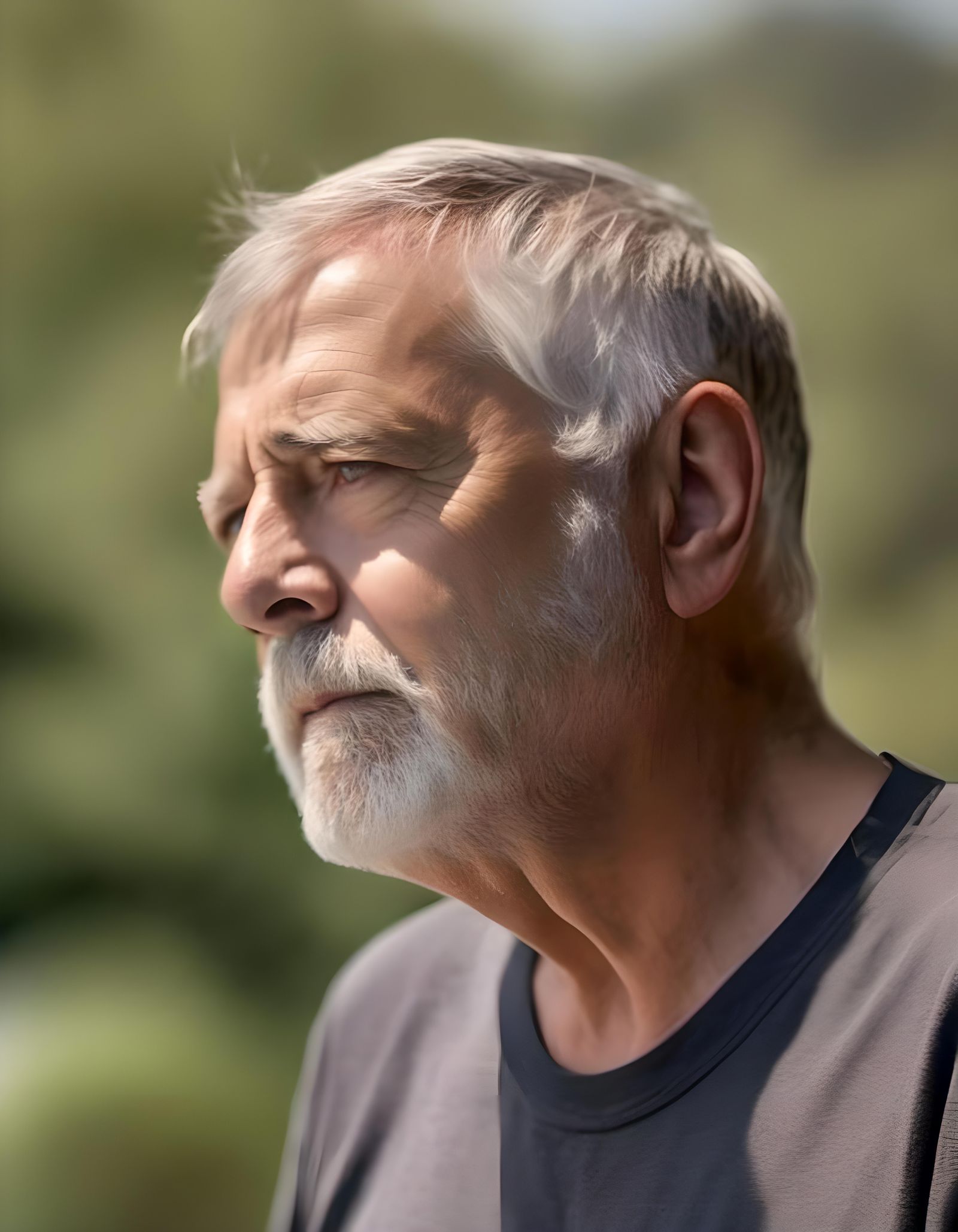 Older Man Stares at Horizon: Professional Photography