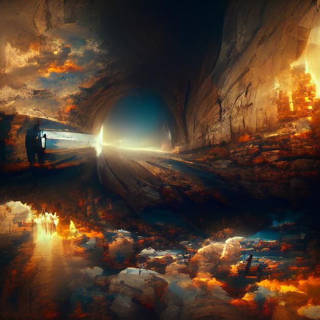 Majestic Light at Tunnel End: Matte Painting