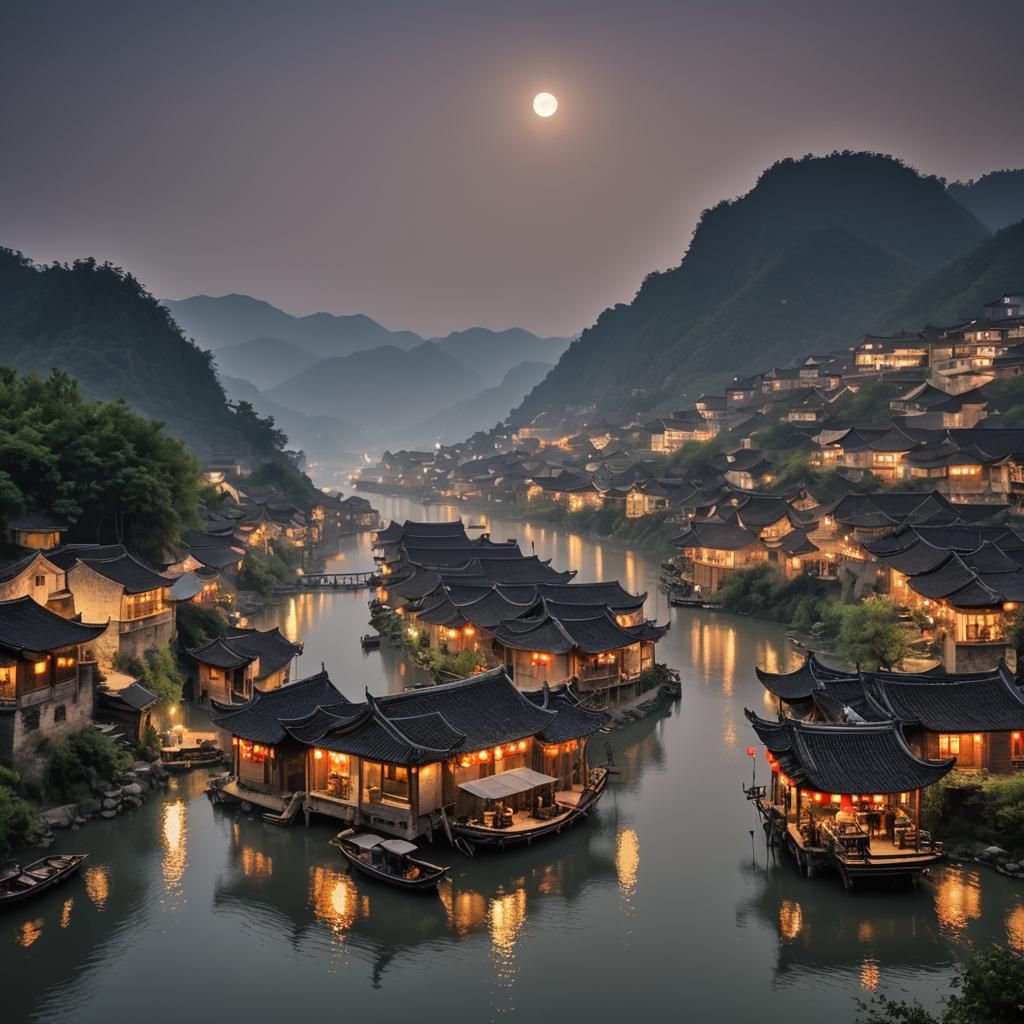 Guizhou Water Village at Night