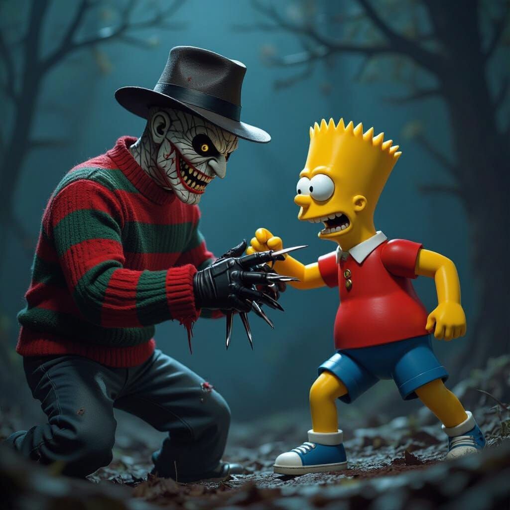 Freddy Kruger's Glove in Stabbing Motion: Horror Art