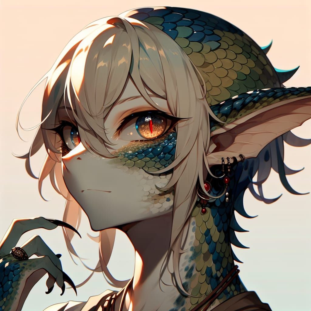 Reptilian Character Design in Anime Style