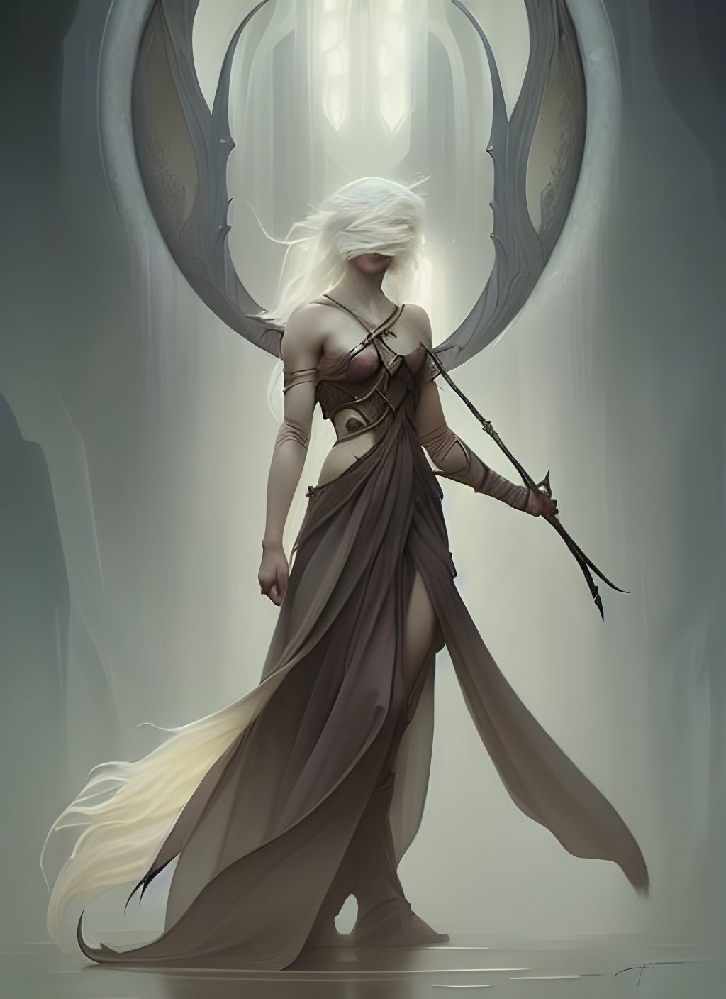 Ethereal Woman Portrait in Art Nouveau Style