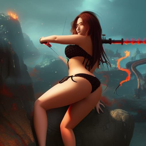 Figure with Flamethrower: Detailed Matte Painting