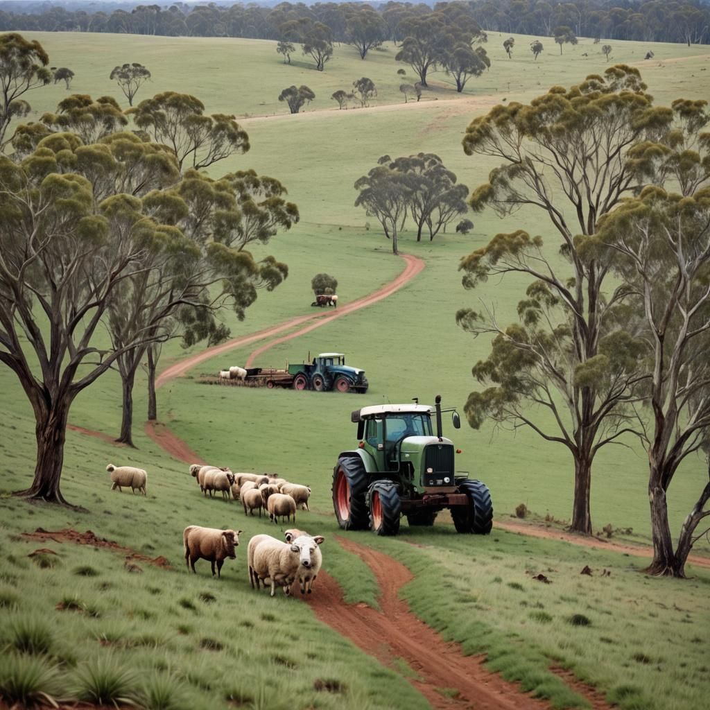 Outback Australia: Cattle, Sheep, and Early Winter