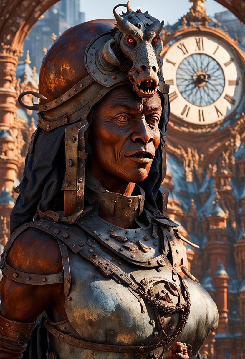 Gargoyle in Ruined Cityscape