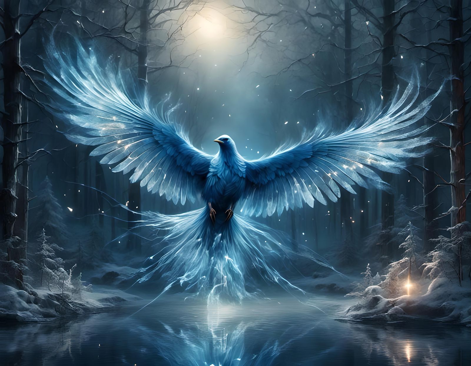 Ethereal Raven Patronus in Moonlit Forest