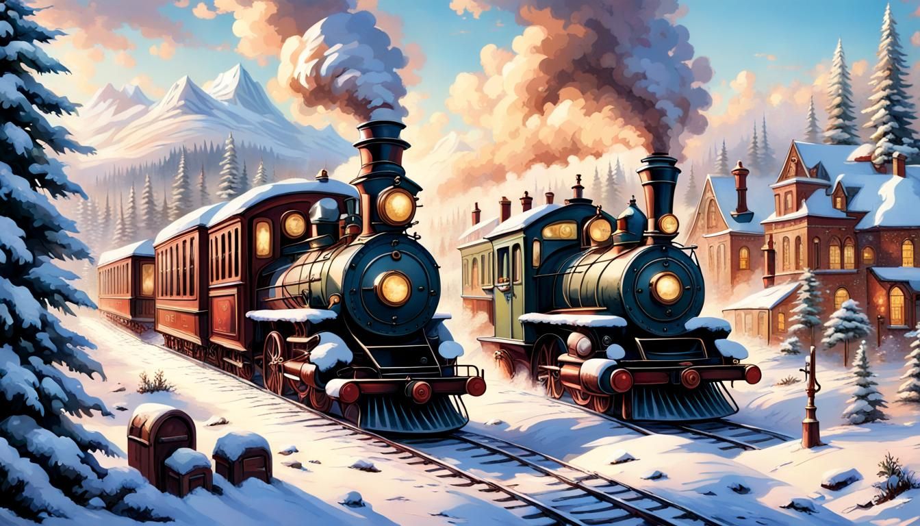 Steampunk Winter Wonderland with Victorian Machinery