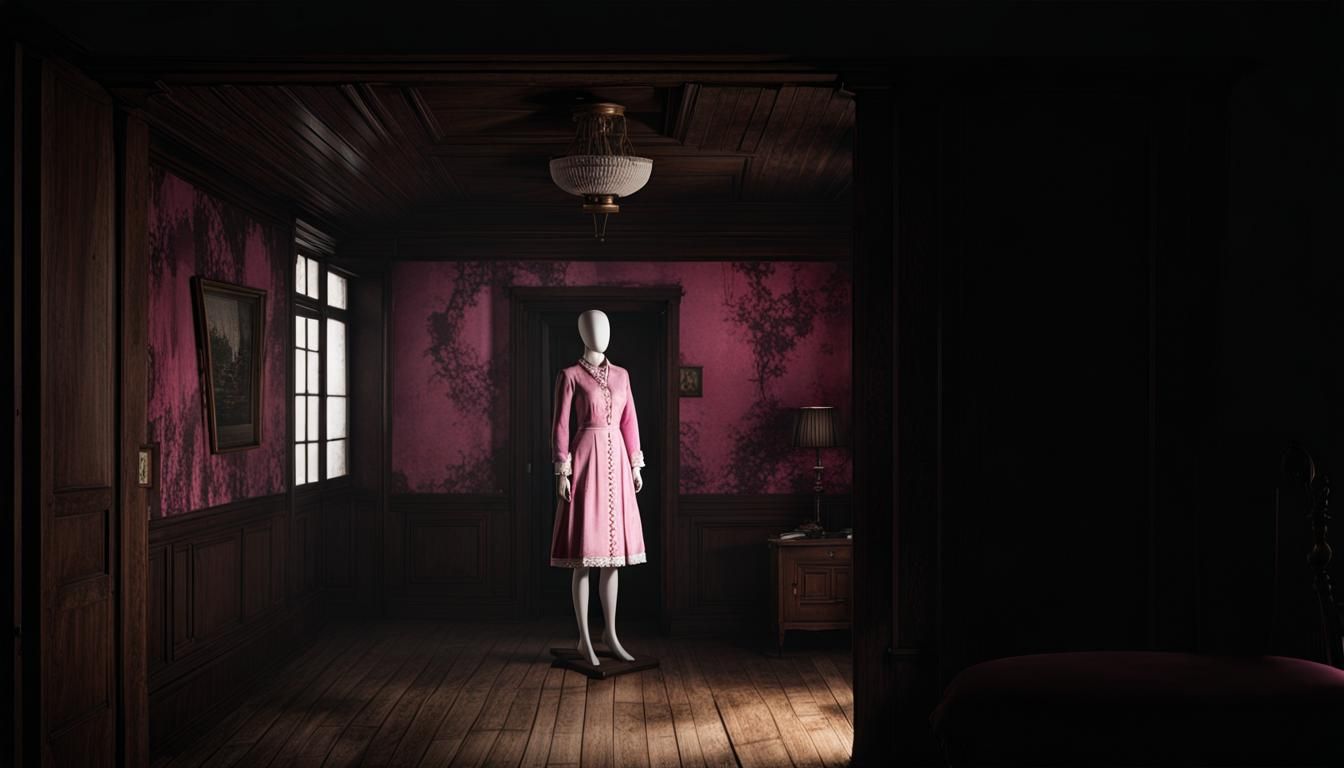 Dimly Lit Apartment with Mannequin in 3D Shading