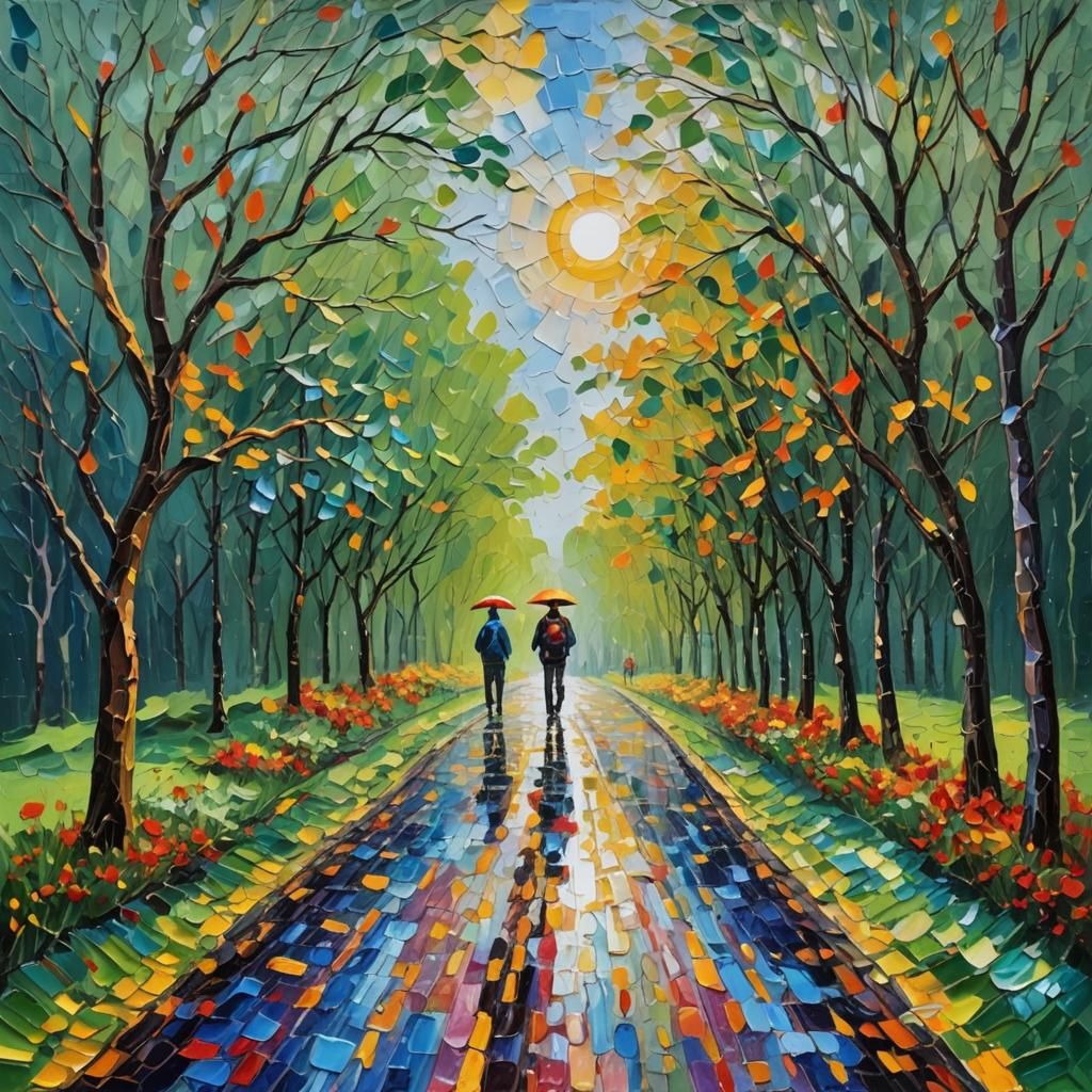 Neo-Impressionist Path to Light: Expressionist Oil Painting