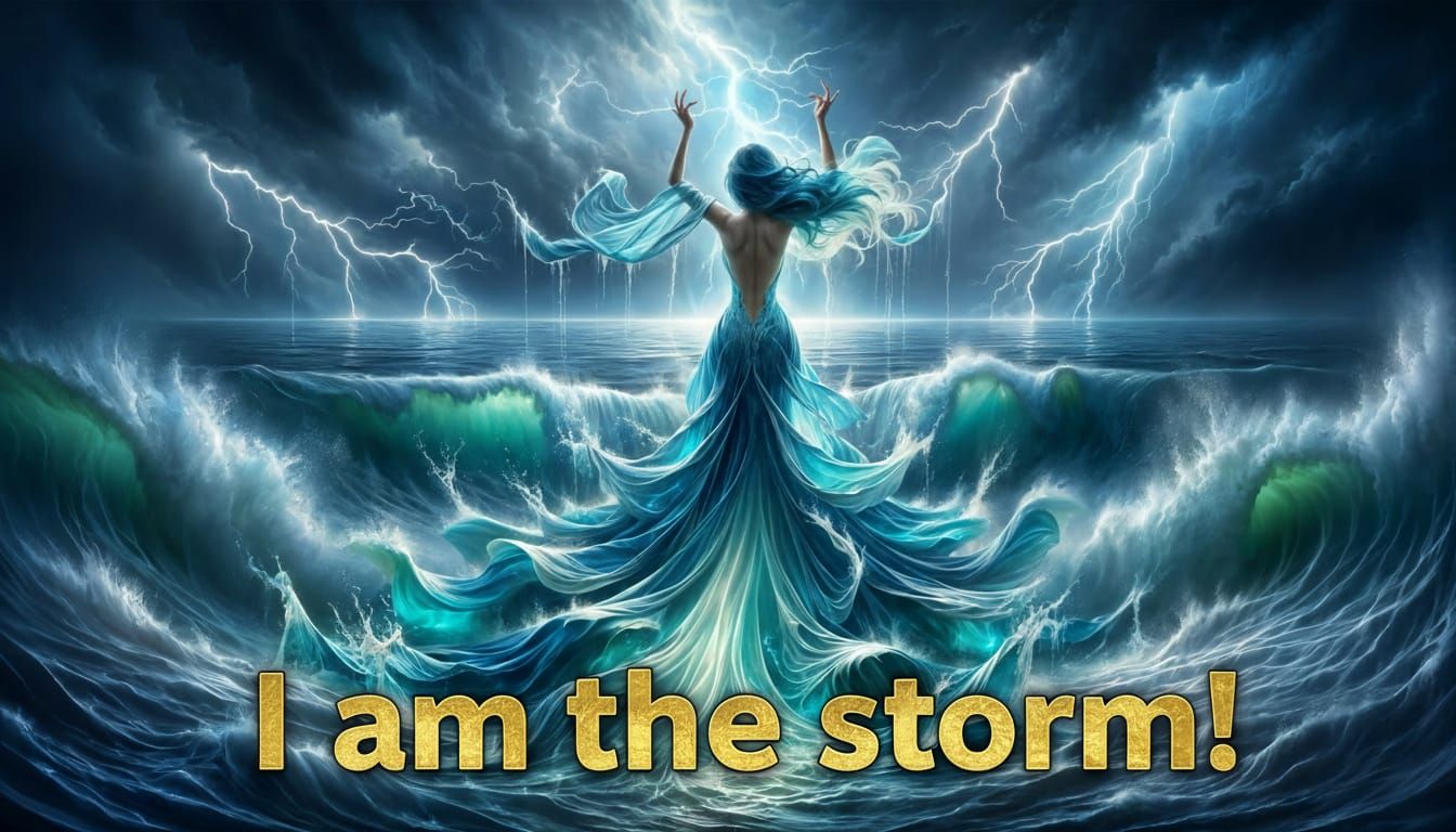 Sea Goddess Rising From Stormy Ocean