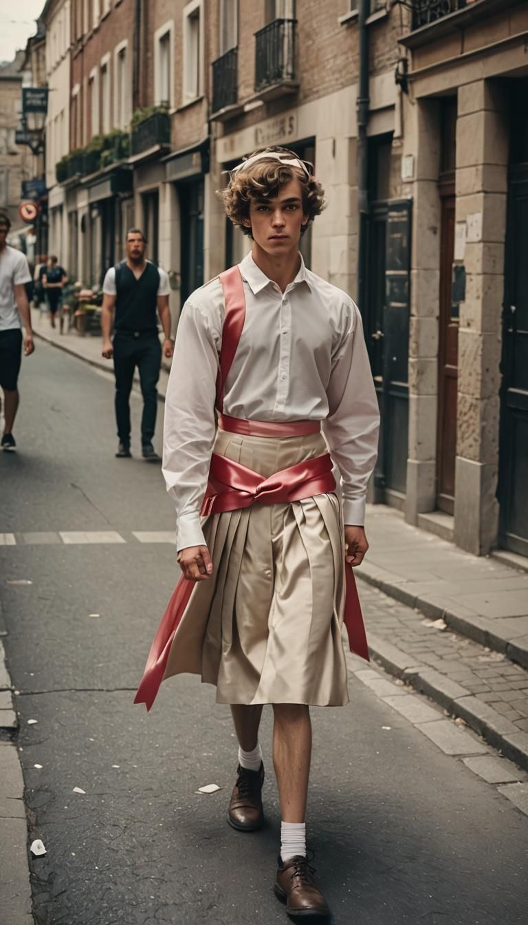 Teenage Boy Crossdressed in Wedding Dress