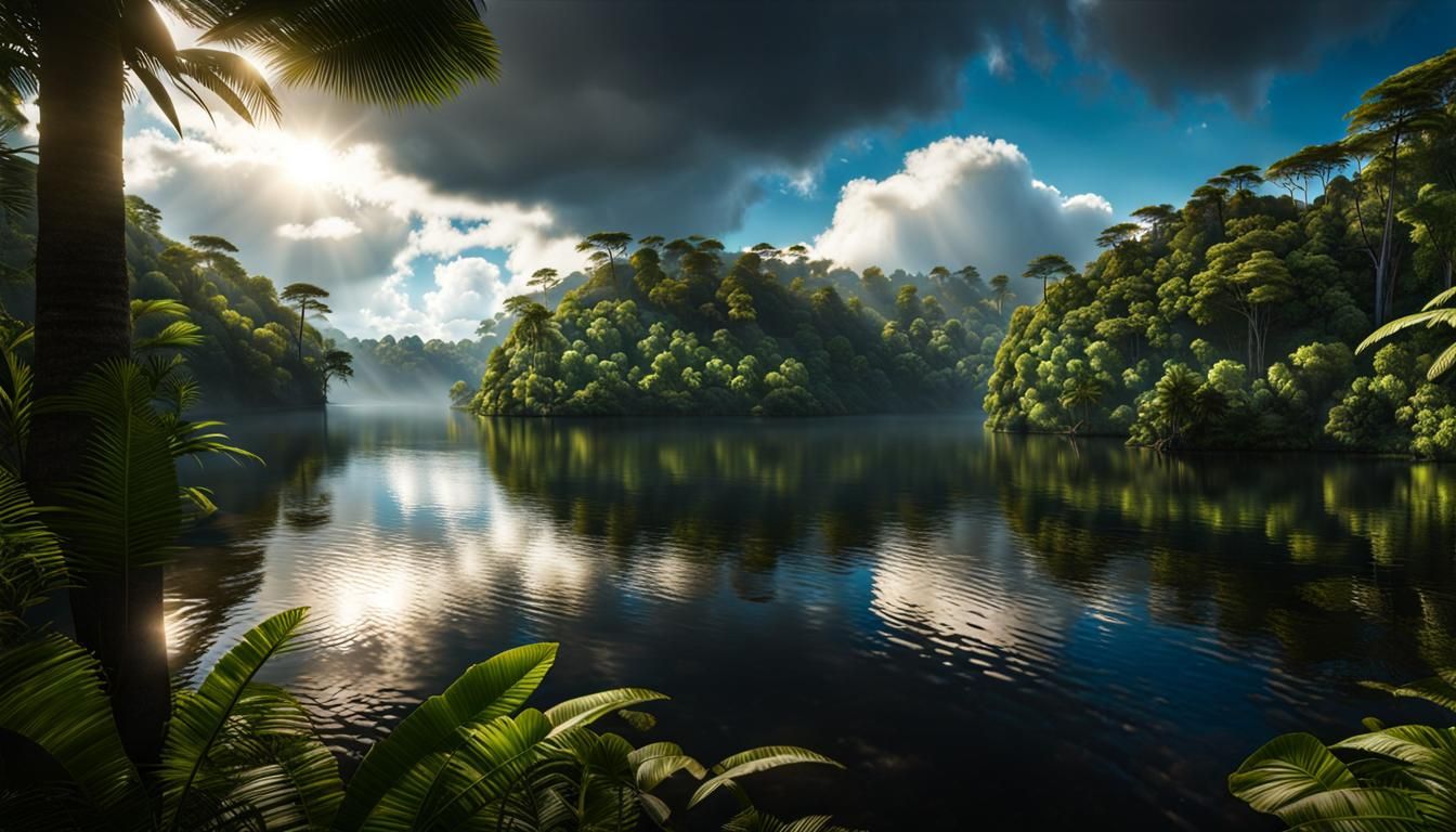 Lush Amazon Rainforest Landscape in Photorealistic Style