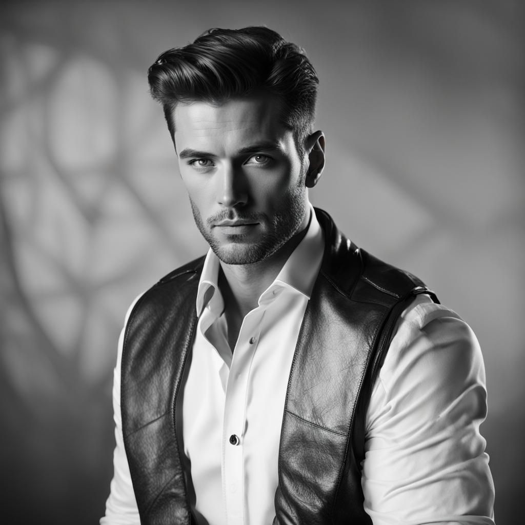 Striking Black and White Photo of Attractive Man