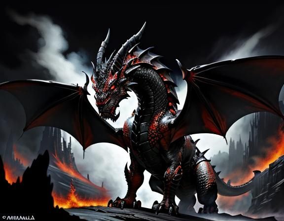 Dramatic Dragon in Fantasy Art Style