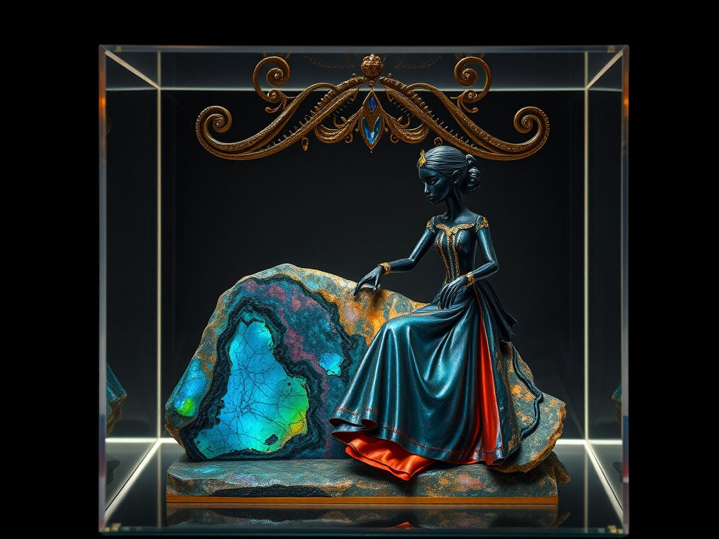 Gemstone Marionette in Glass Shadowbox