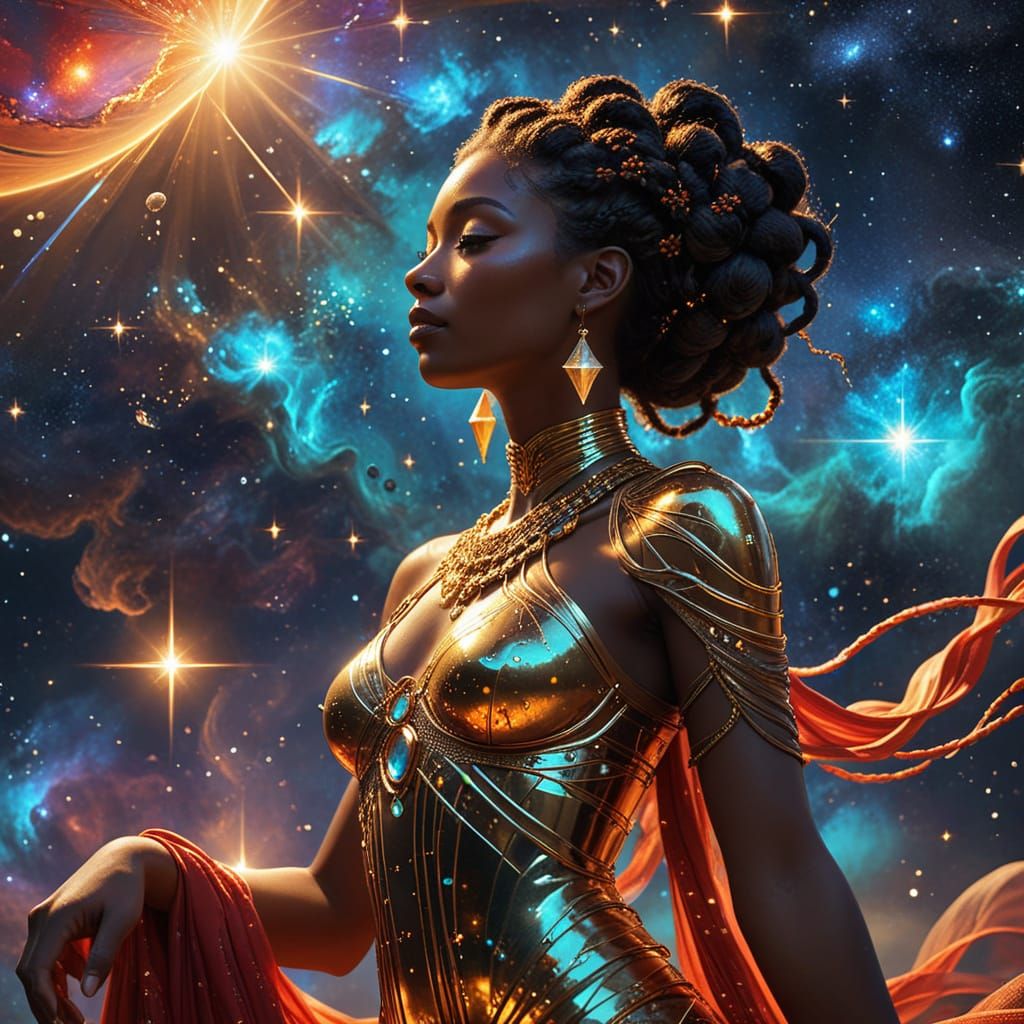 African Goddess in Art Nouveau Science Fantasy Style