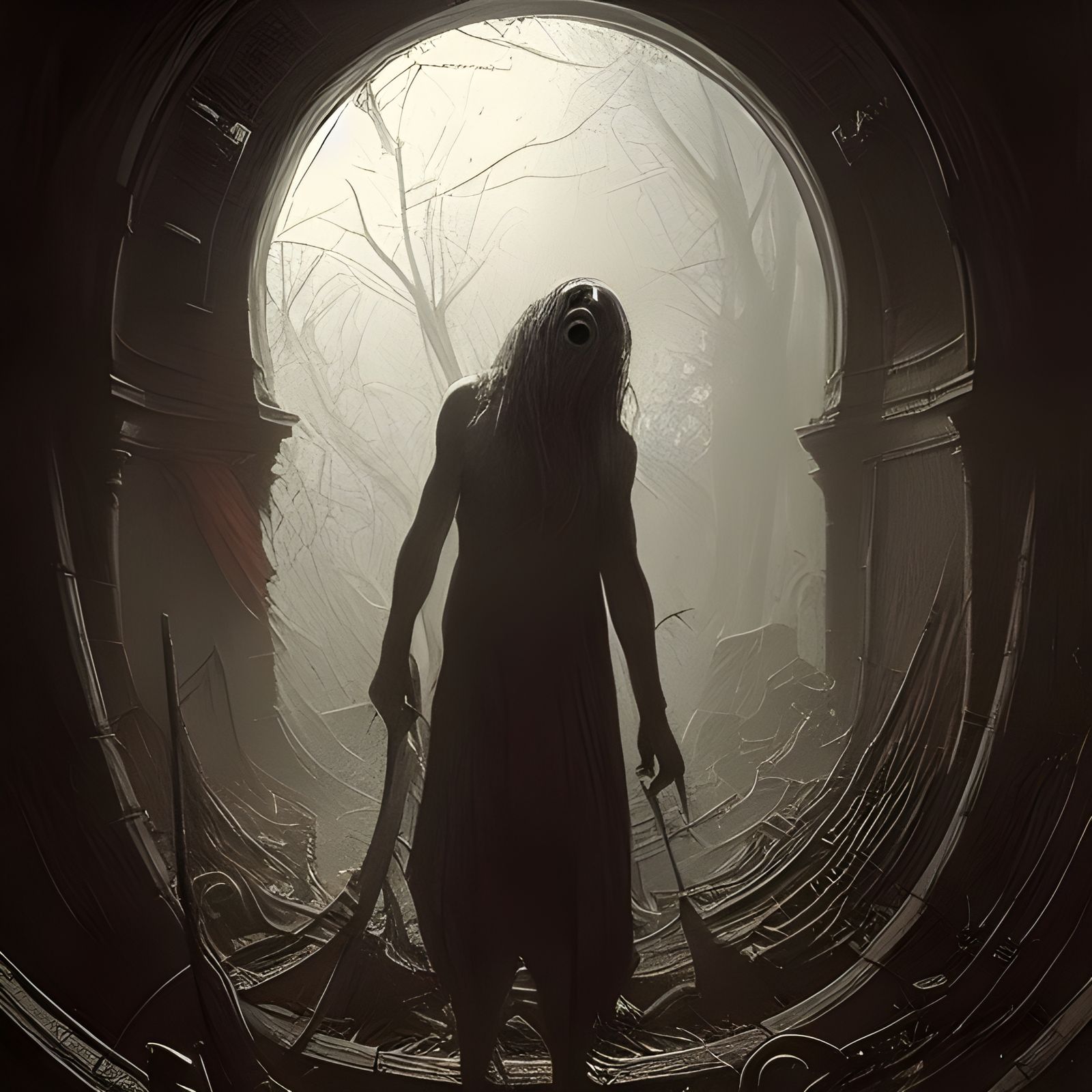 Rotten Core: A Dark Engraving of Horror