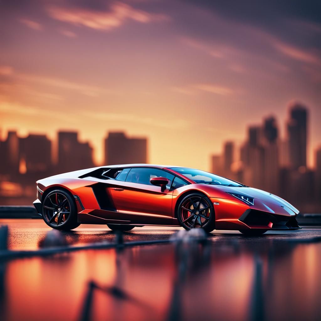 Hyperrealistic Lamborghini Photograph in Splash Art Style