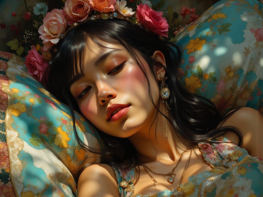 Hyperdetailed Portrait of a Woman's Siesta