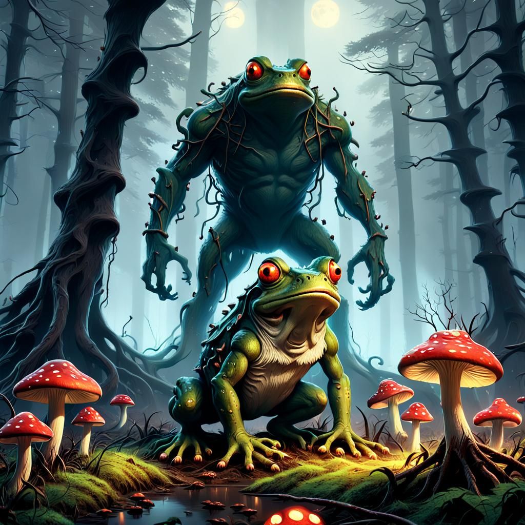 Mystical Werefrog in Enchanted Forest