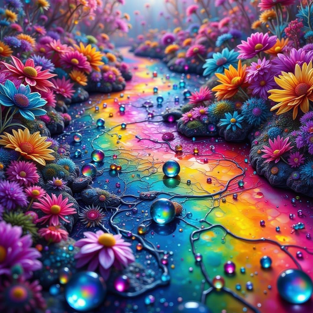 Glossy Rainbow in Cyberpunk Style