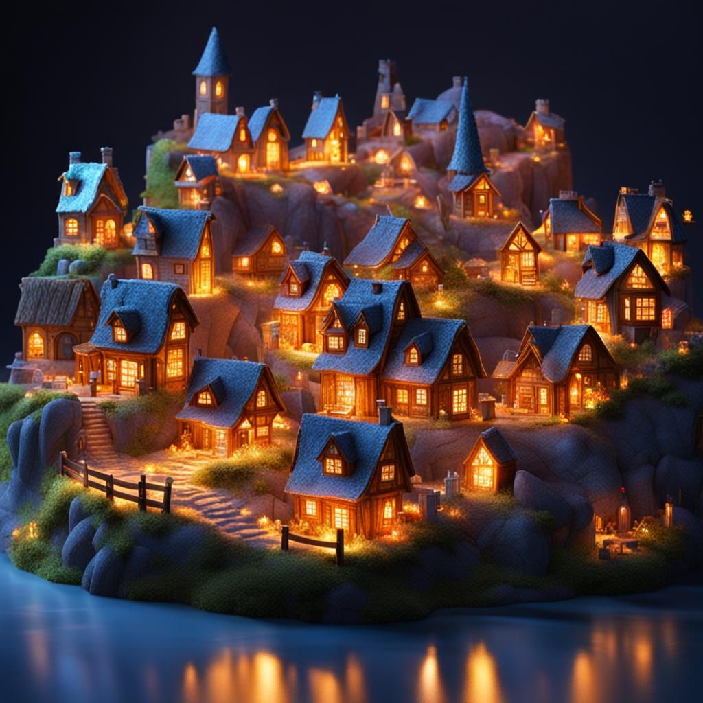 Glowing Crystal Village: A Dreamlike Landscape