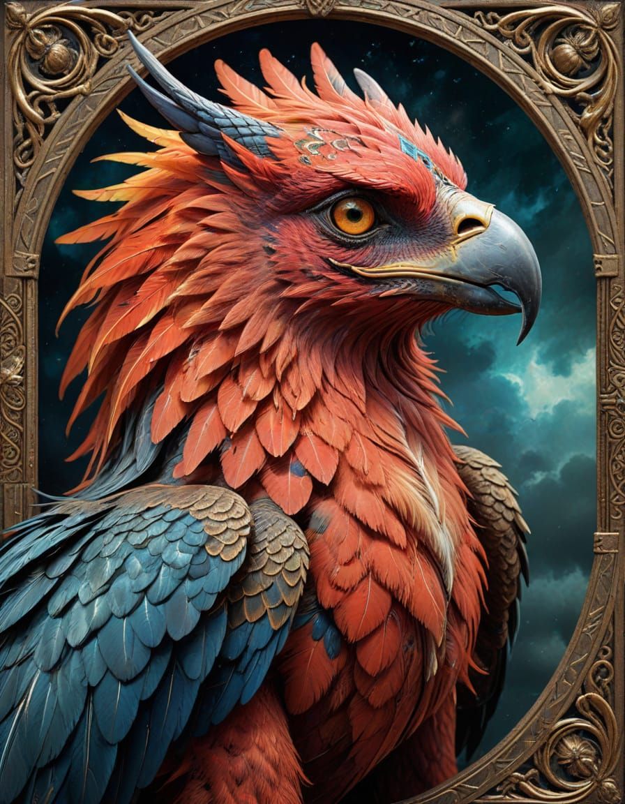 Majestic Gryphon Fantasy Novel Cover in Photorealistic Celti...