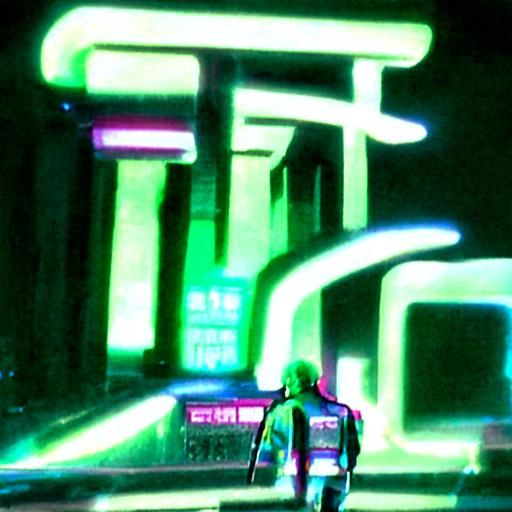 Futuristic Neon Metropolis in Overgrown Brutalist Style