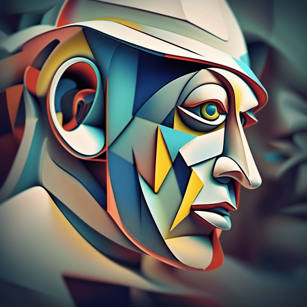 Abstract Pop Art Portrait in Sci-Fi Style