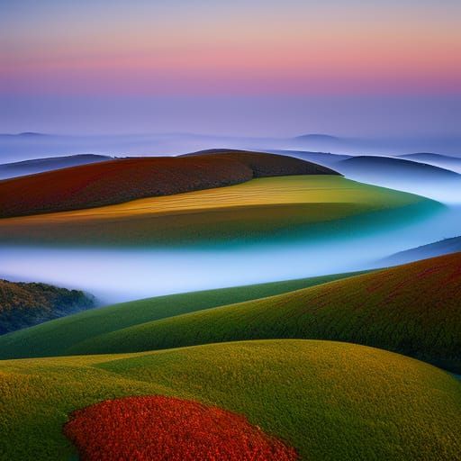 Seaside Landscape with Mist in Ethereal Style