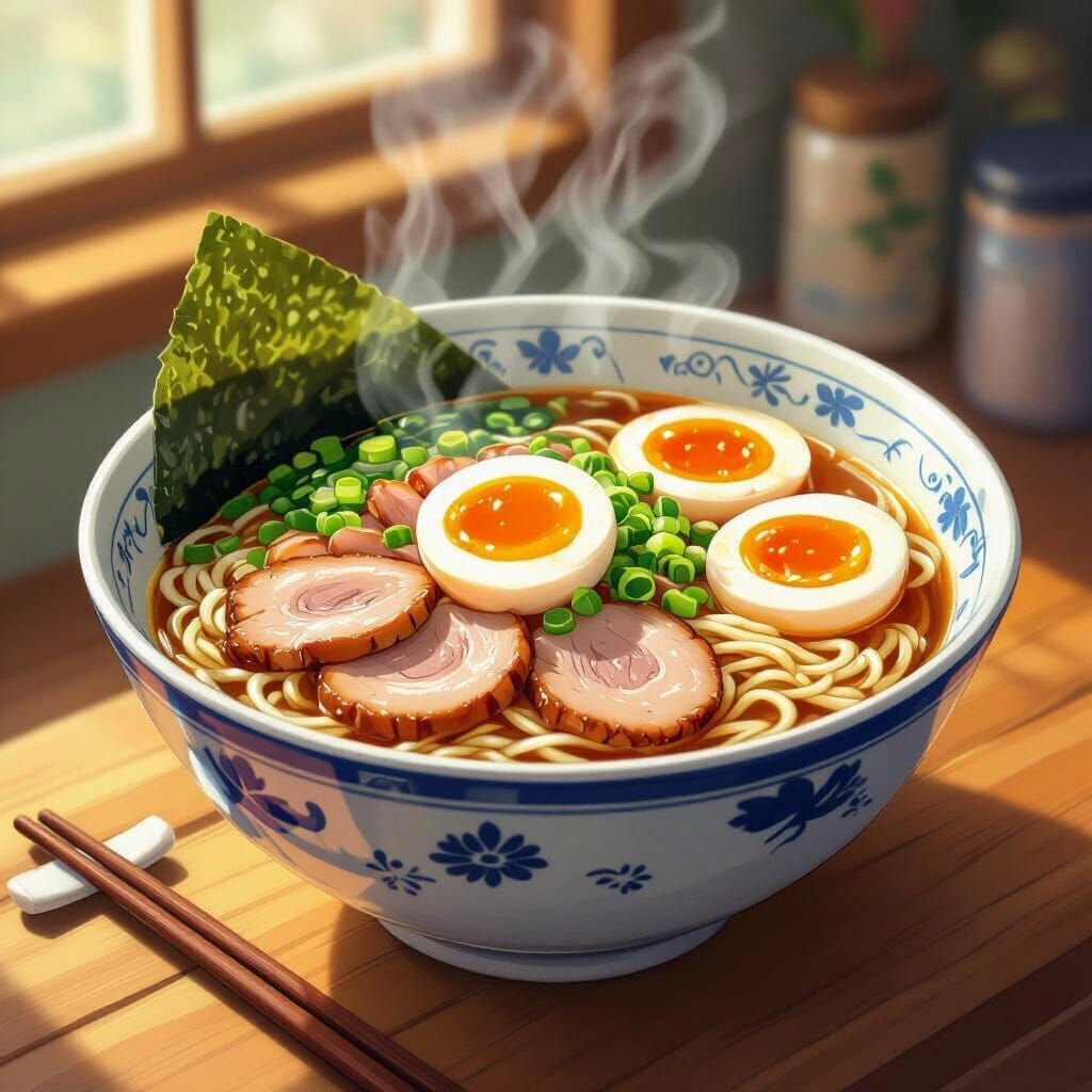 Studio Ghibli Style Ramen Bowl Painting