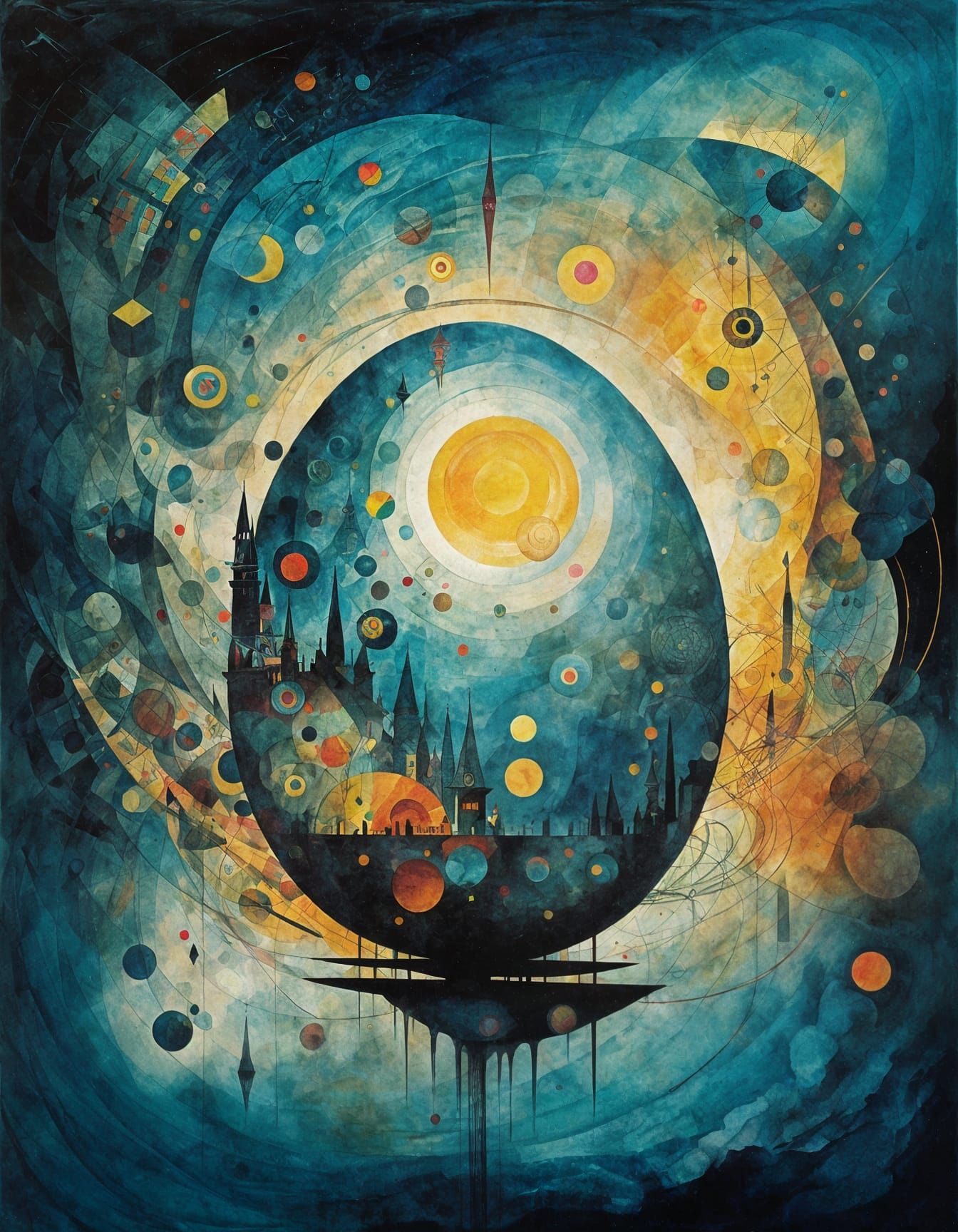 Vibrant Expressionist Egg in Kandinsky Beksiลski Style