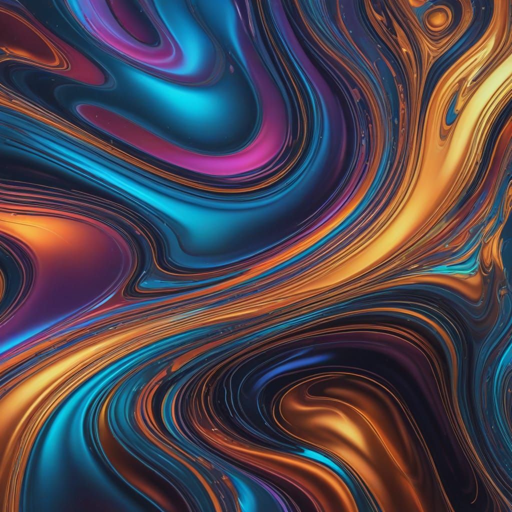 Surreal Chrome Liquid Metal Swirls in Iridescent Hues