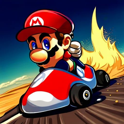 Intense Mario Kart Battle Scene