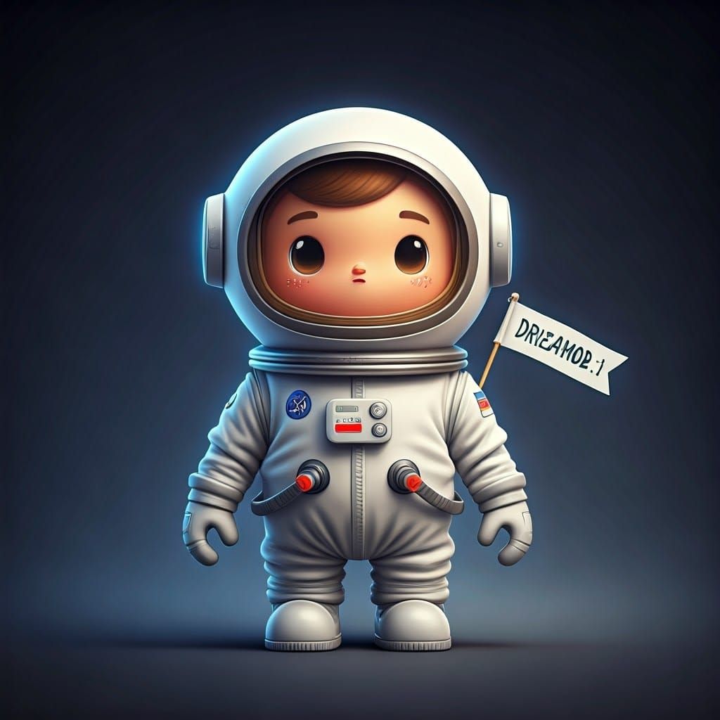 Cute White Astronaut Toy in 3D Digital Art