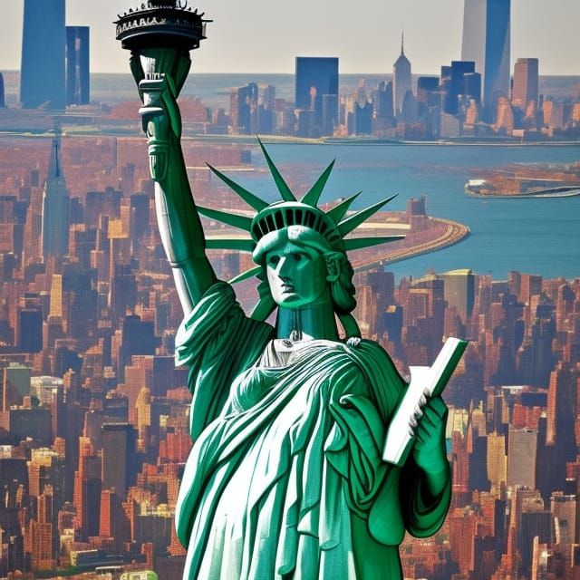 Doomsday Statue of Liberty in Vivid Colors