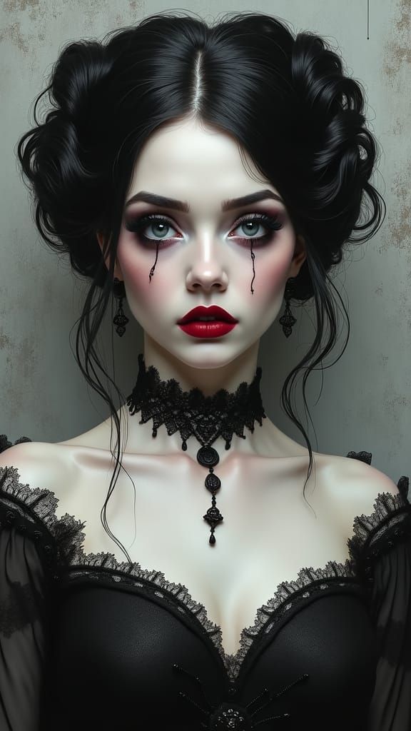 Gothic Woman Portrait in Dark Mystical Style