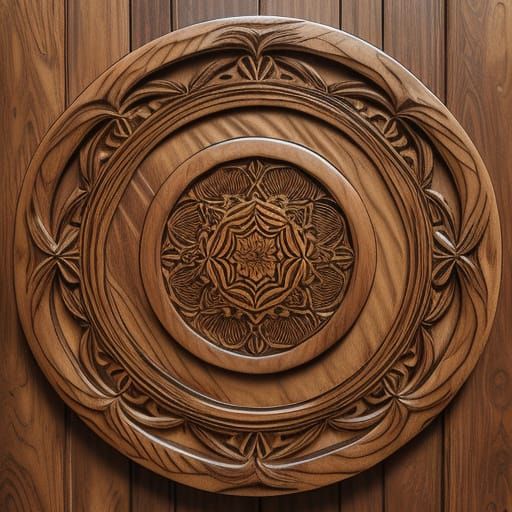 Macro Photograph of a Golden Wooden Carving