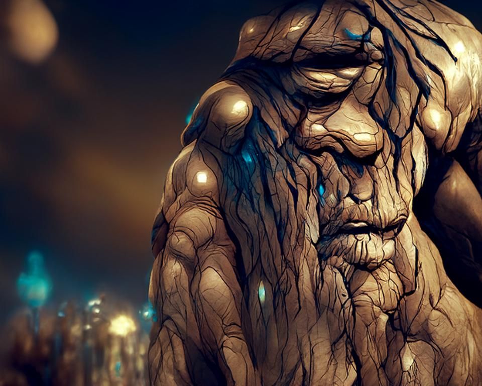 Gigantic Stone Giant Humanoid Digital Artwork