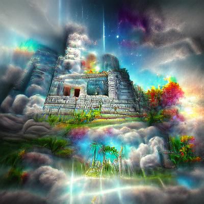Mayan temple in the jungle 8k resolution holographic astral ...