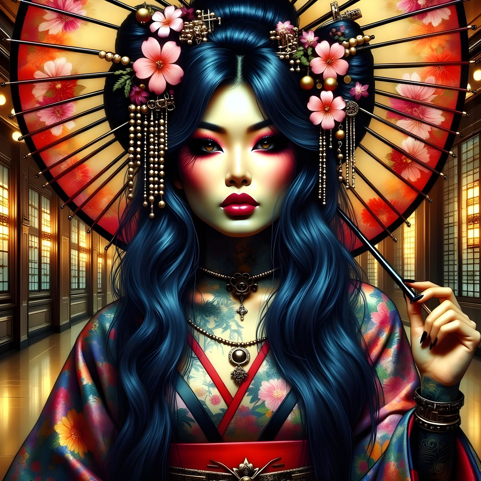 Woman with blue-black hair 2