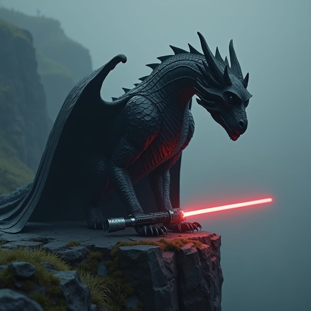 Dragon Darth Vader Lightsaber: Dark Fantasy Concept Art