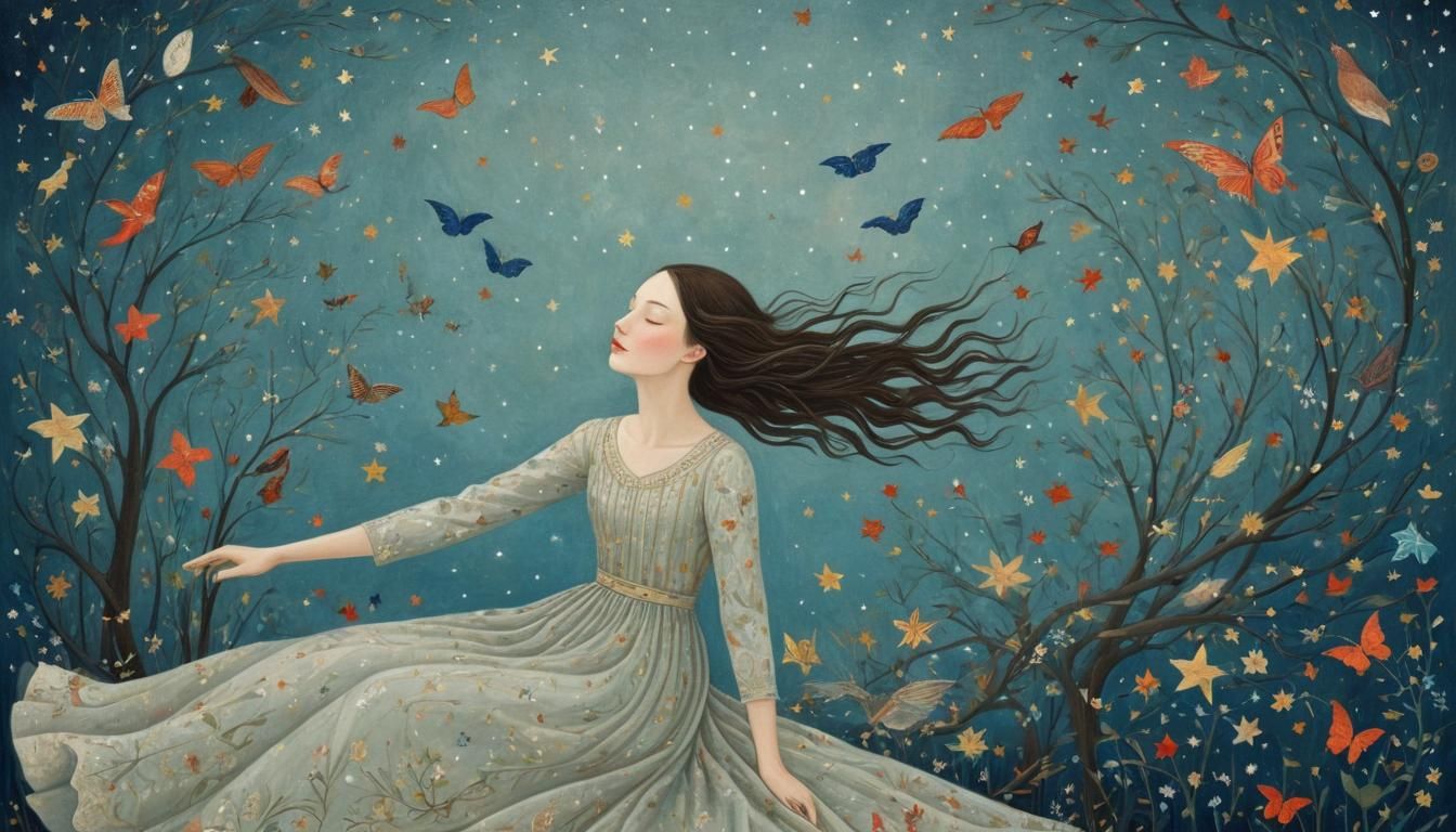 Ethereal Girl in Galaxy of Mythical Creatures