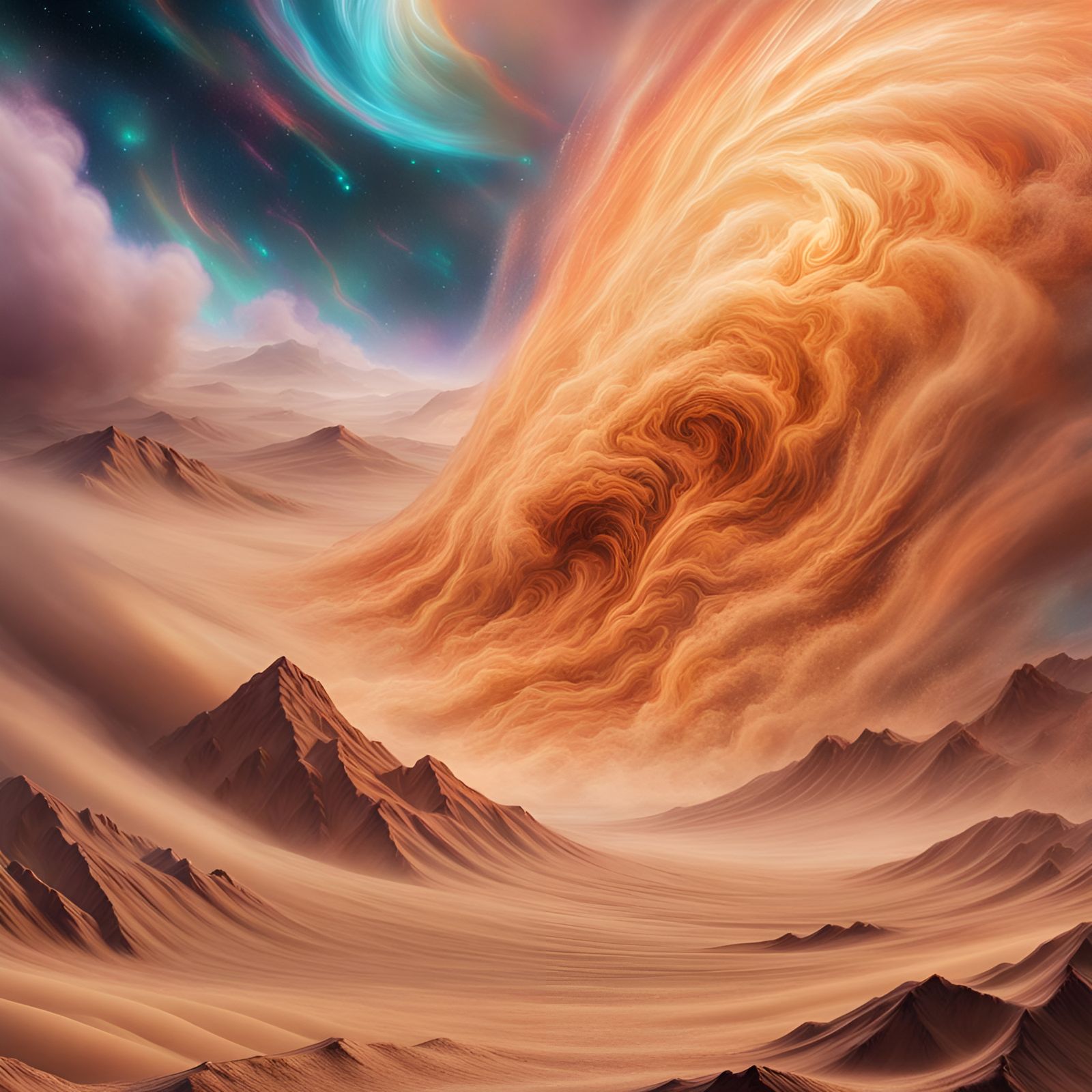 Violent Sandstorm: Holographic Astral Cosmic Illustration