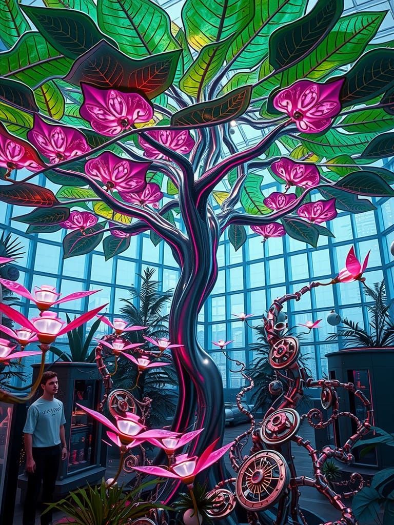 A Futuristic Conservatory of Cyberpunk Botany