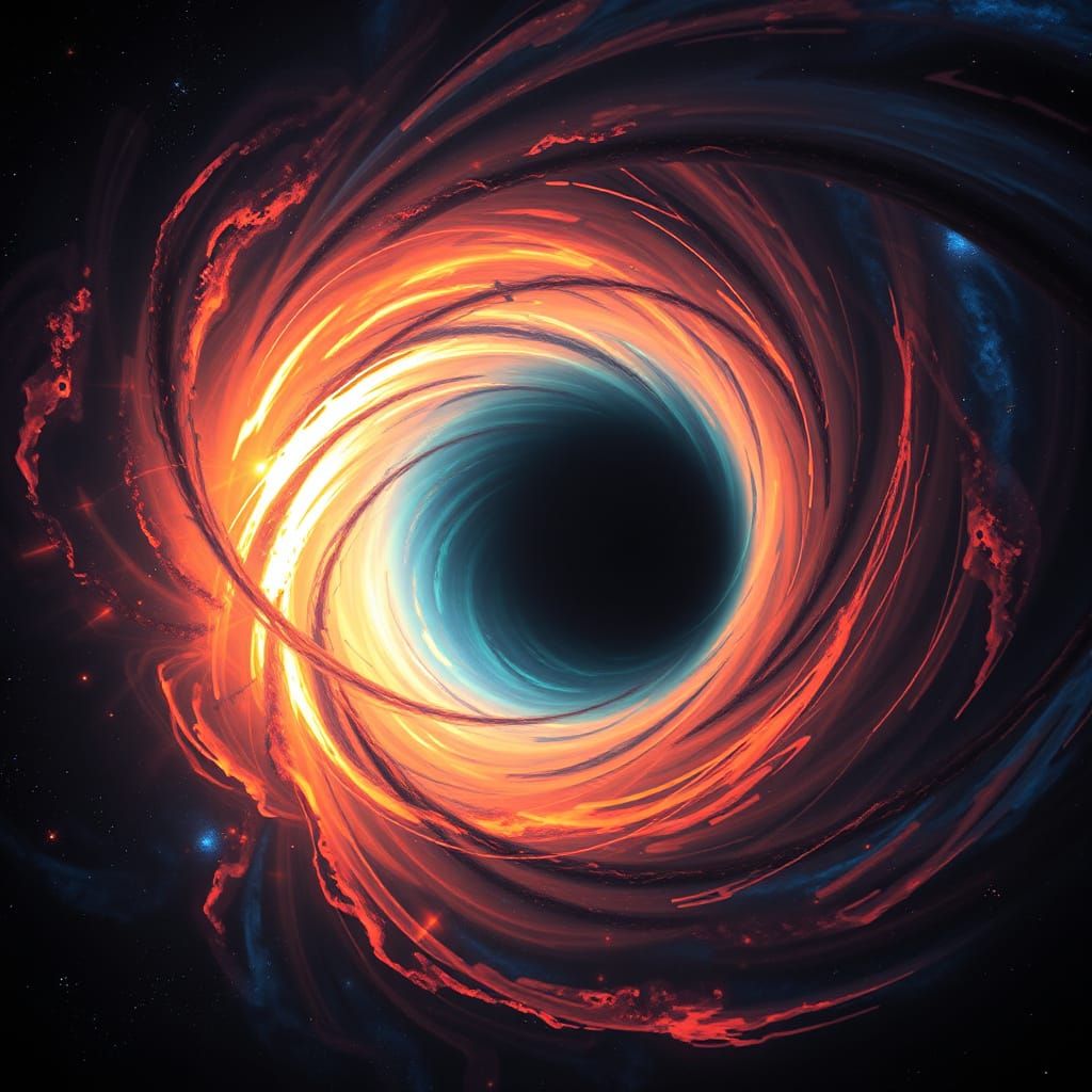 Cosmic Vortex: Iridescent Black Hole in Sci-Fi Aesthetic