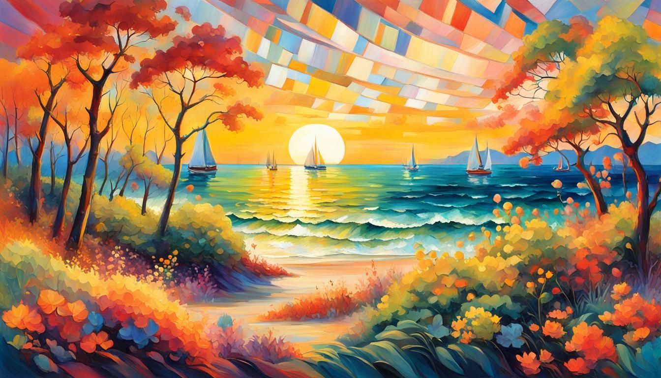 Seaside landscape at golden-hour