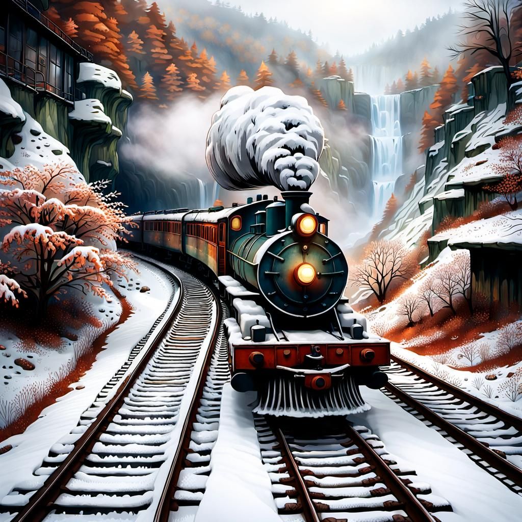 Forgotten Locomotive Amidst Winter Wonderland