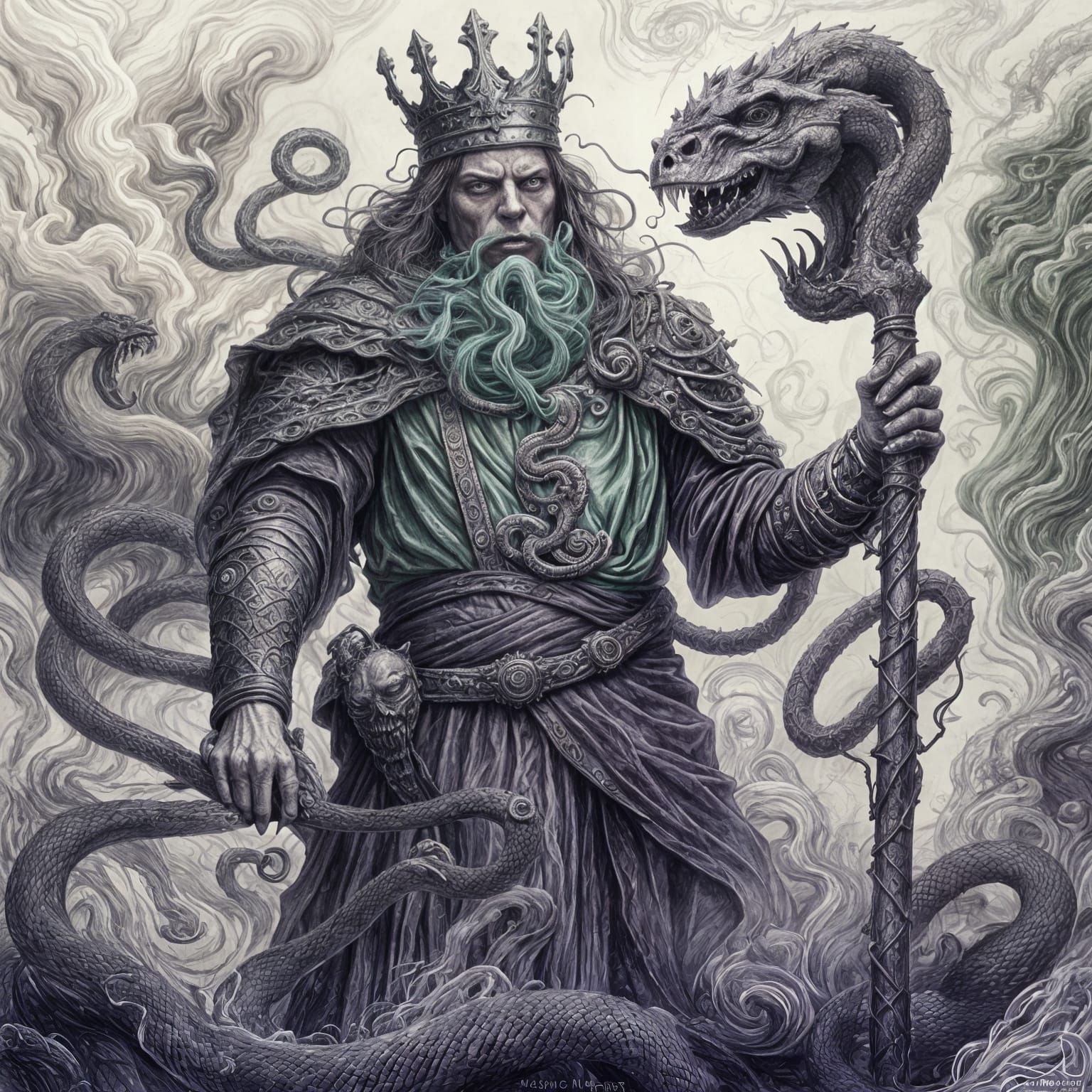 Grotesque King Logo in Macabre Steampunk Style